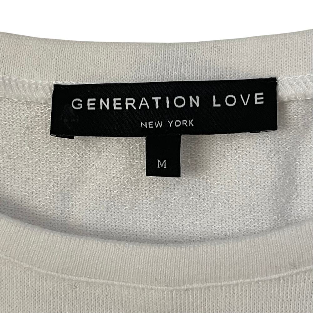 Generation Love White Eyelet Lace Sleeve Lightweight Sweater - Size M - Picture 3 of 6